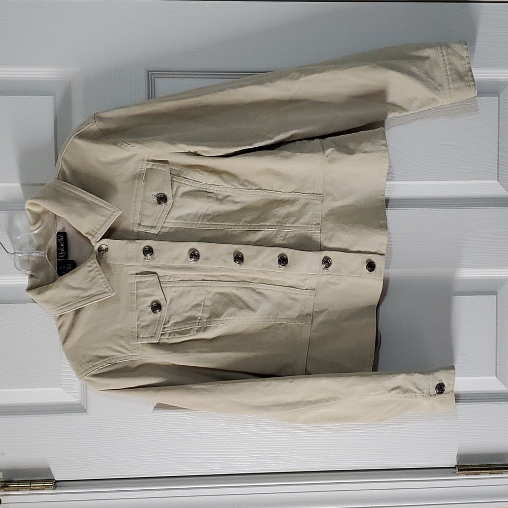 Rafaella Womens Tan Corduroy Long Sleeve Collared Pockets Button  Jacket Size 10